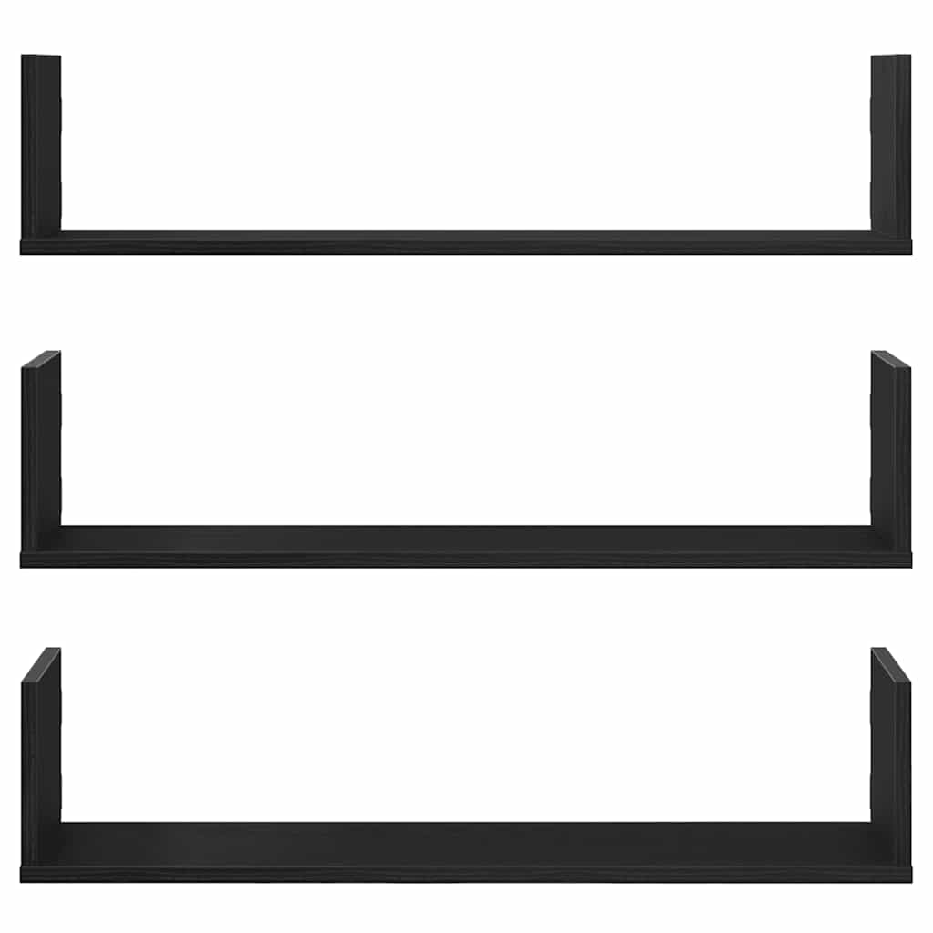 Prateleiras de parede 3 pcs deriv. de madeira carvalho preto