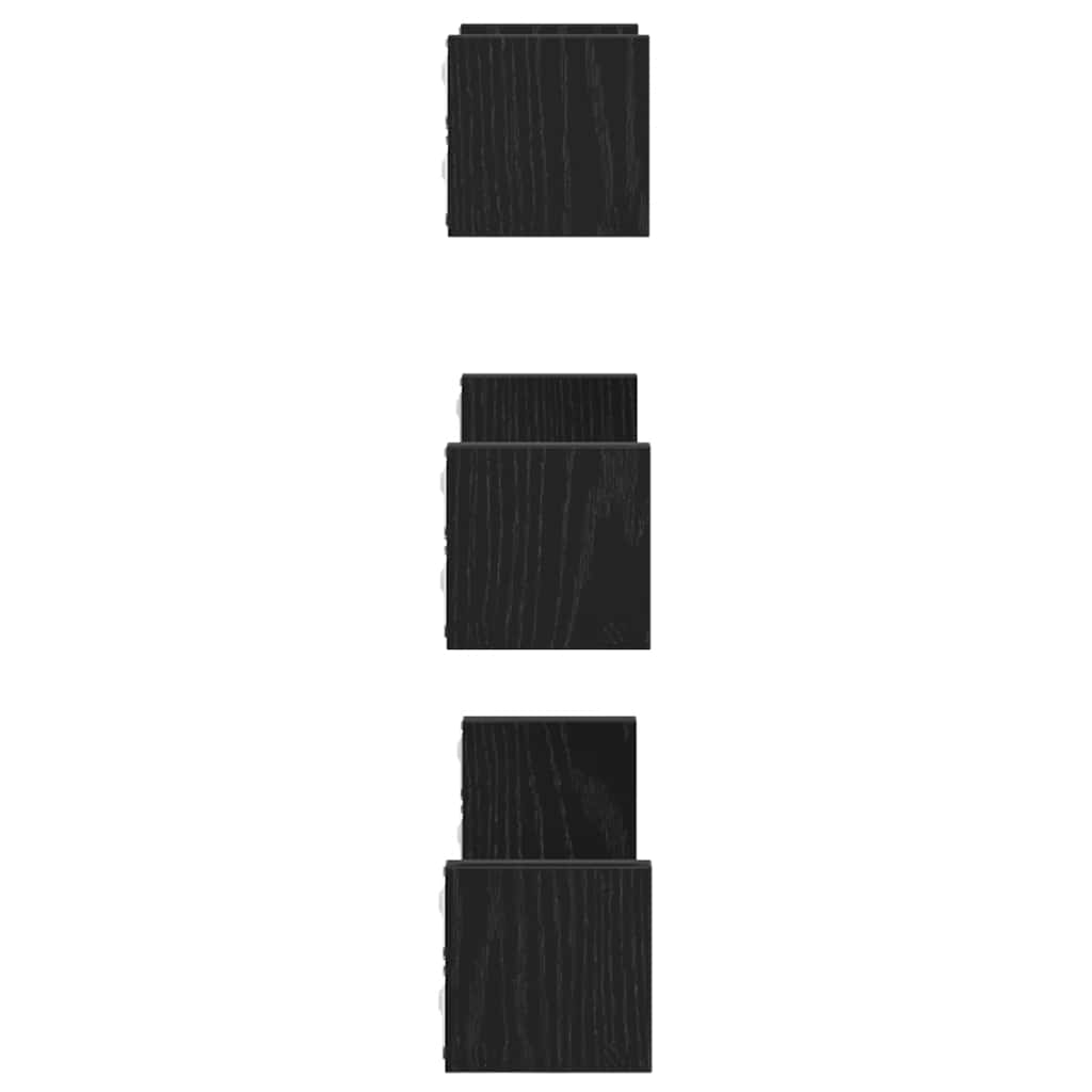 Prateleiras parede 3 pcs derivados madeira carvalho preto