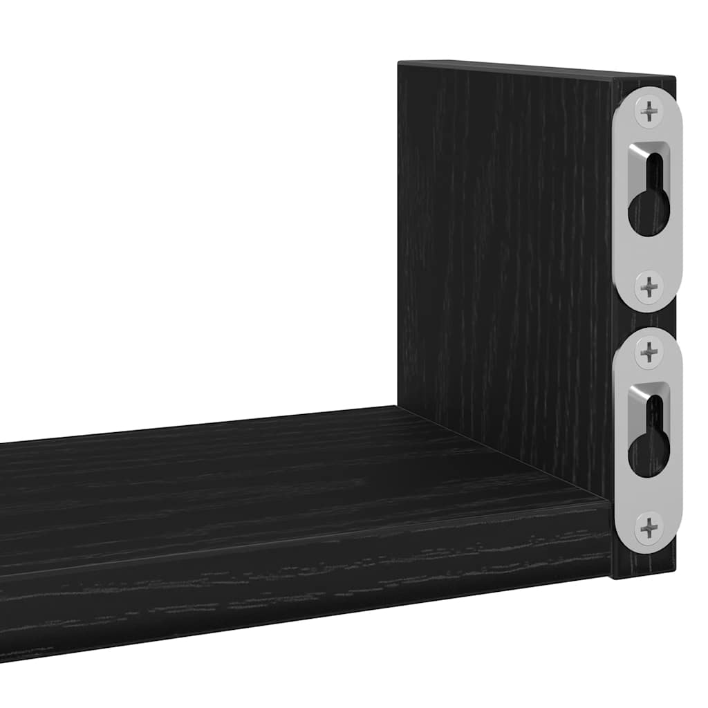 Prateleiras parede 3 pcs derivados madeira carvalho preto