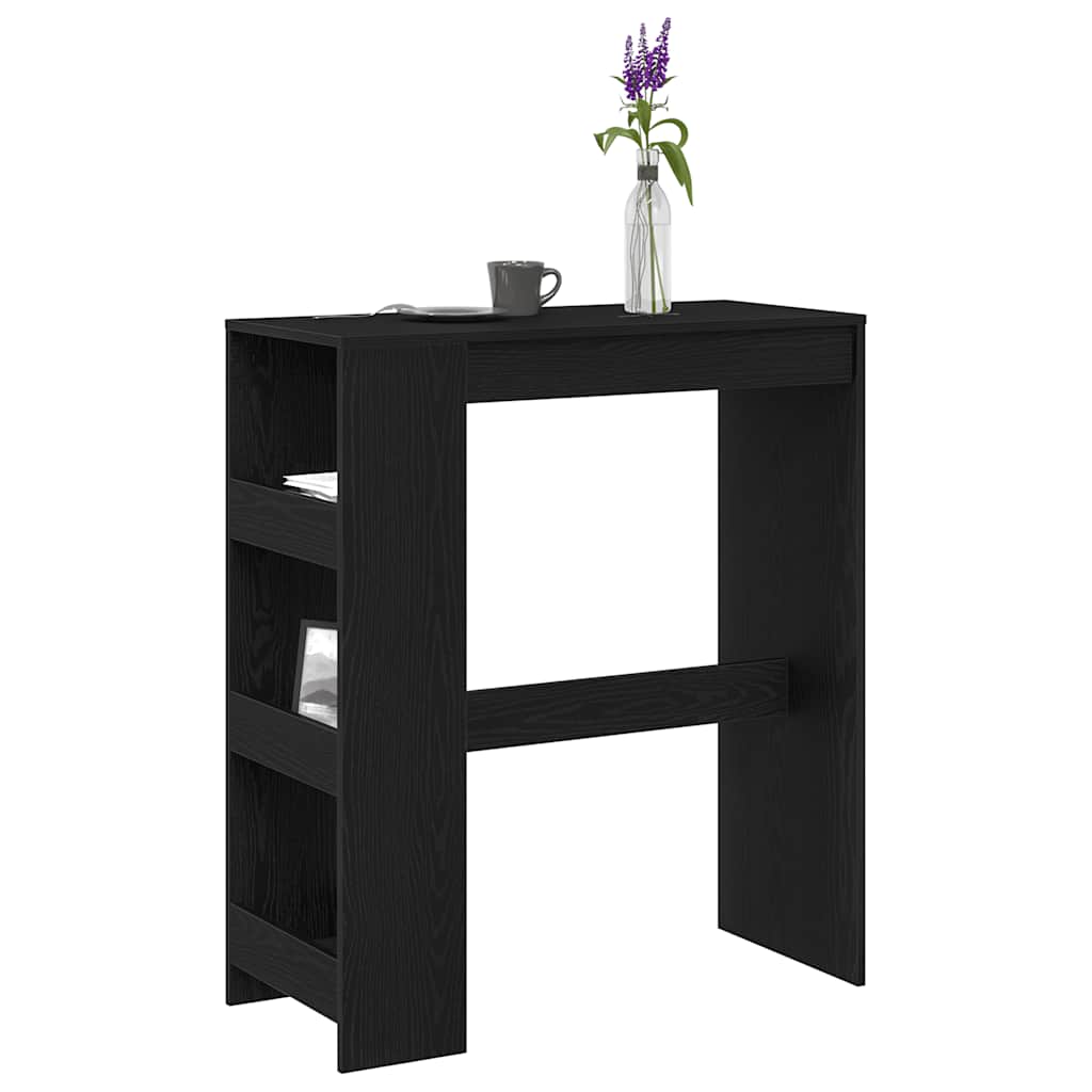 Mesa de bar com prateleiras derivados de madeira carvalho preto