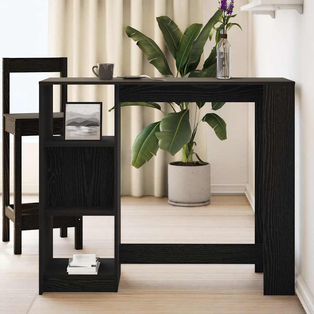 Mesa de bar com prateleira Carvalho Preto 124 x 46 x 103.5 cm