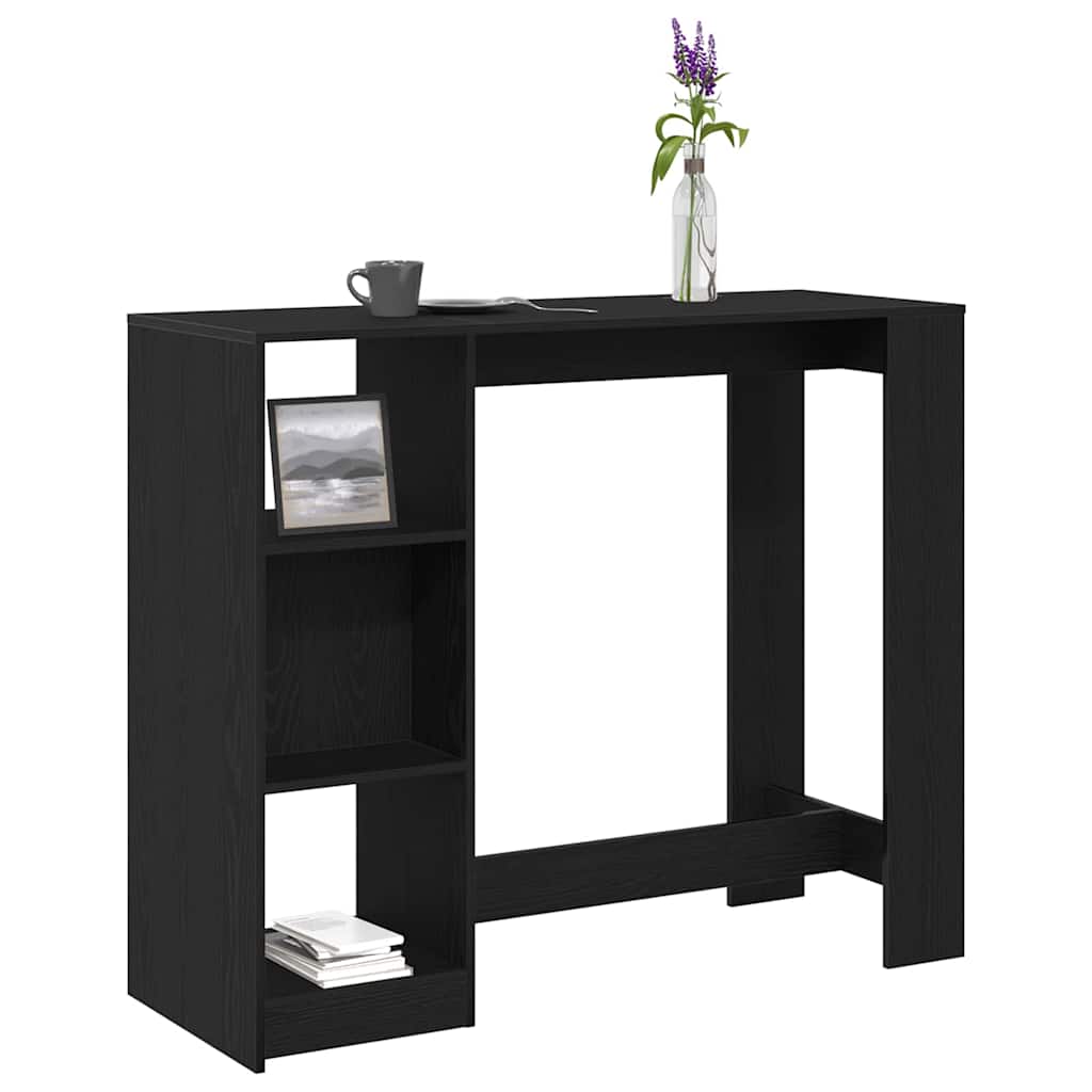 Mesa de bar com prateleira Carvalho Preto 124 x 46 x 103.5 cm