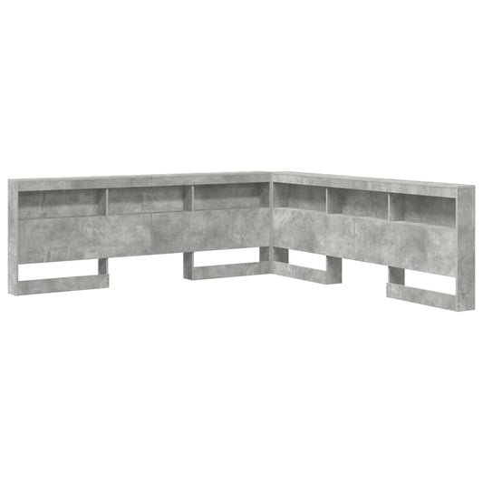 Cabeceira de armazenamento Cinzento 200 cm Madeira processada