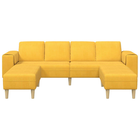 Sofá Amarelo Claro 250 x 188 x 76 cm Tecido de Veludo Cotele