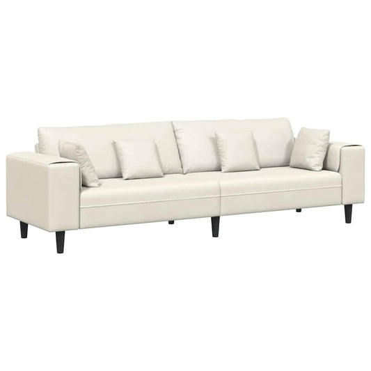 Sofá de Veludo com almofada Creme 208 cm Veludo