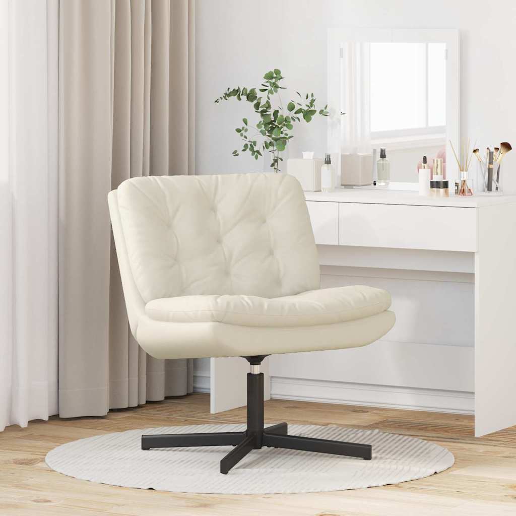 Cadeira Relaxante Giratória Creme 63 x 75 x 76 cm Veludo
