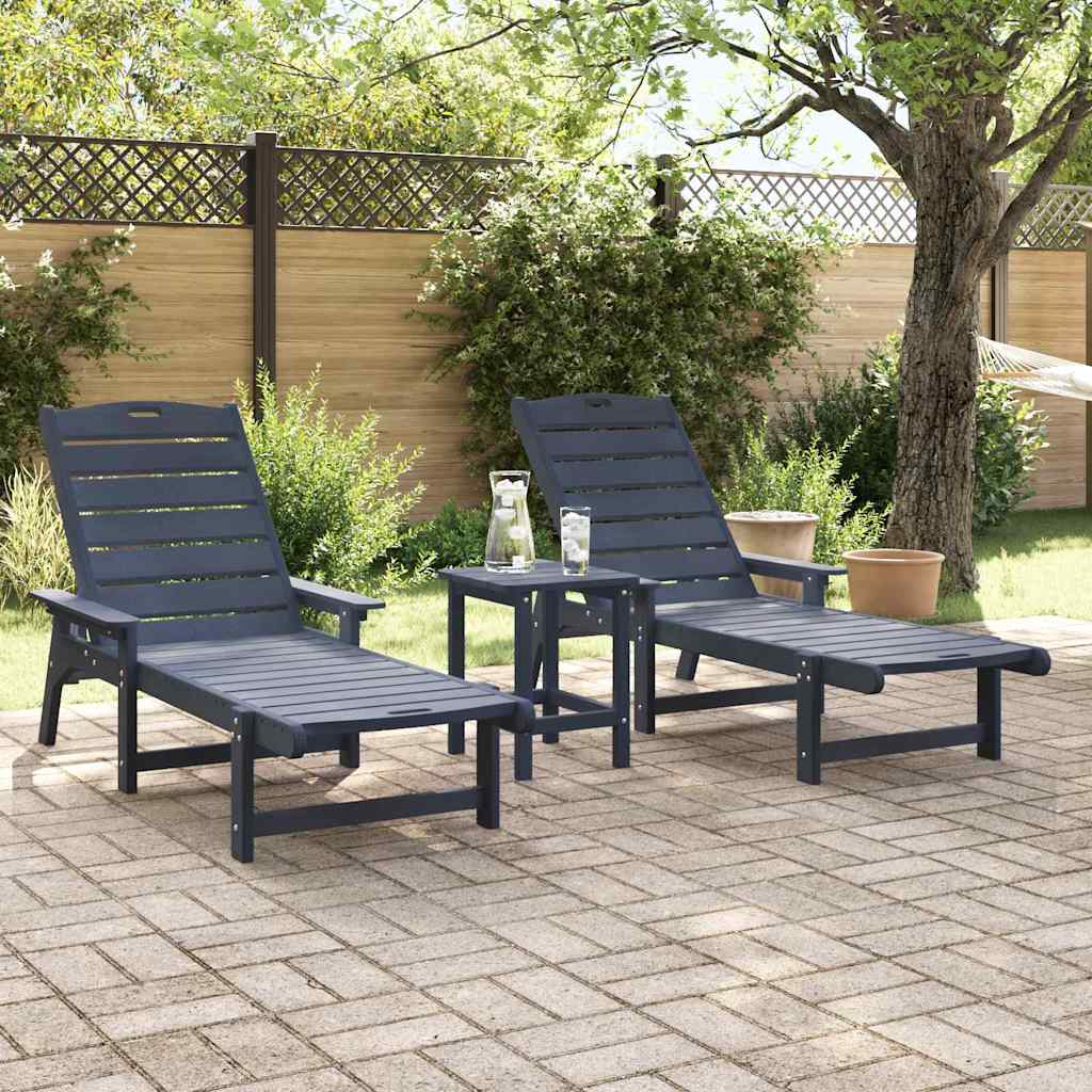 Móveis de Lounge para Jardim 2-pessoa 2 pcs Azul-marinho