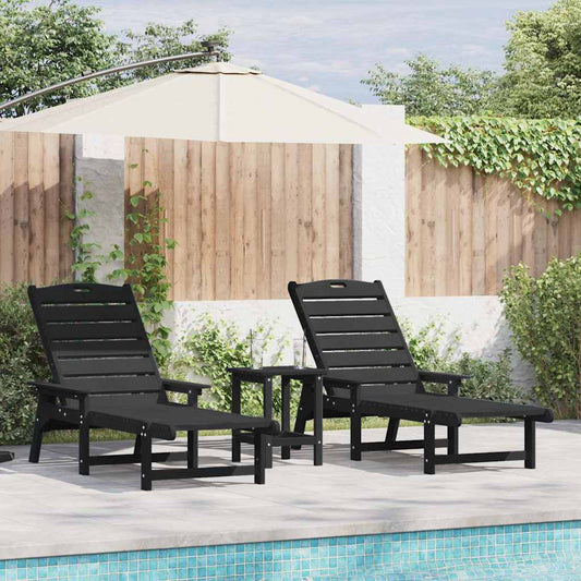Móveis de Lounge para Jardim 2 pcs Preto 53 x 195.5 x 30cm