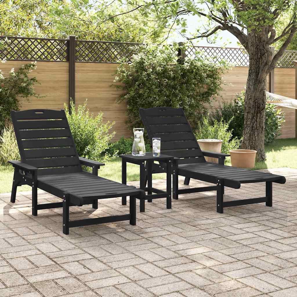Móveis de Lounge para Jardim 2 pcs Preto 53 x 195.5 x 30cm
