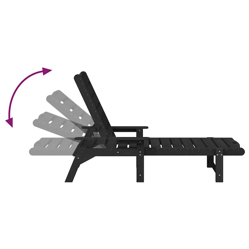 Móveis de Lounge para Jardim 2 pcs Preto 53 x 195.5 x 30cm