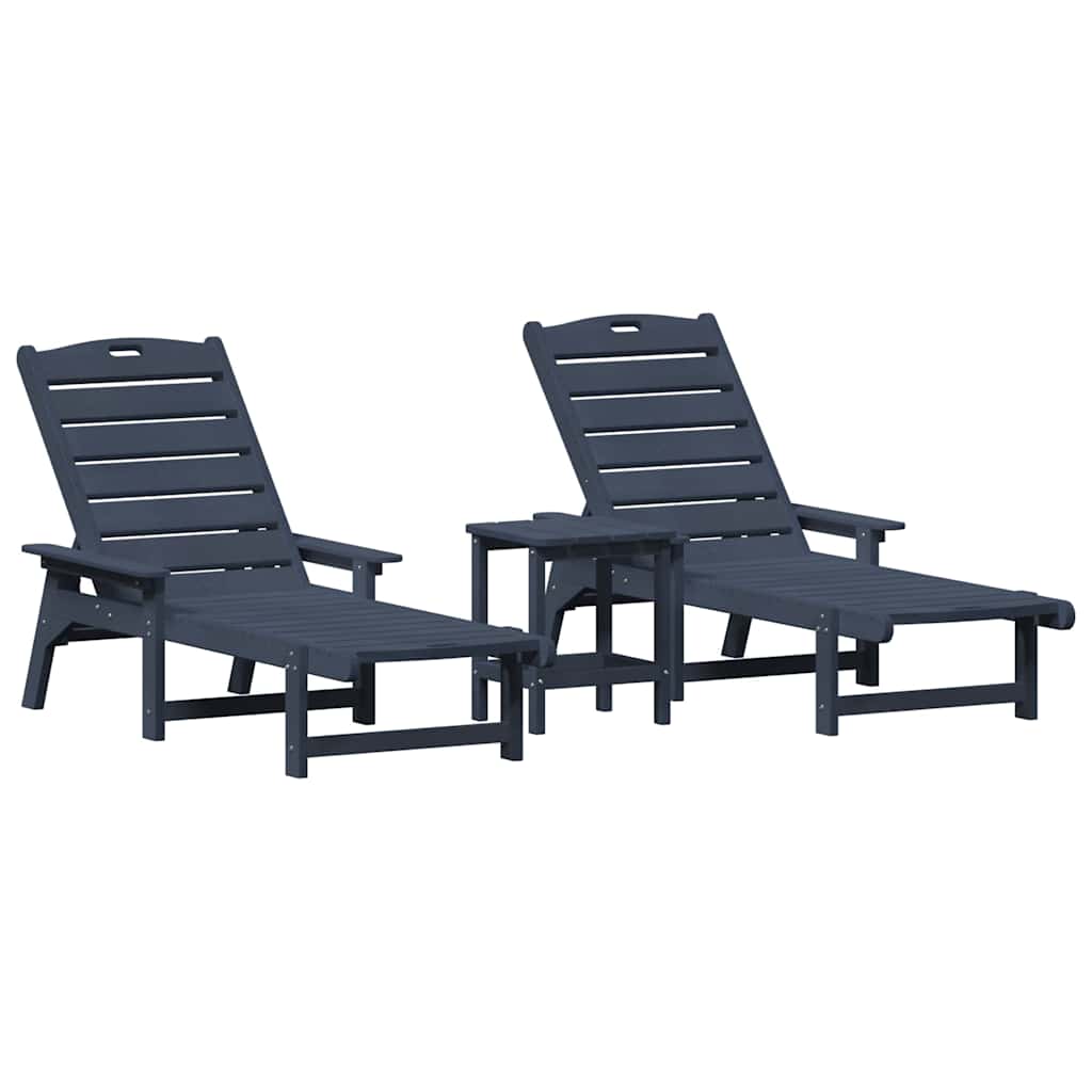 Móveis de Lounge para Jardim 3 pcs Azul-marinho 38 x 38 x 46cm