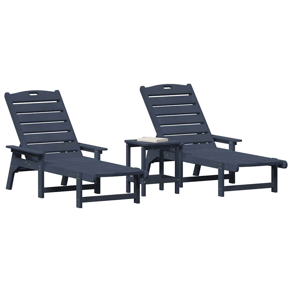 Móveis de Lounge para Jardim 3 pcs Azul-marinho 38 x 38 x 46cm