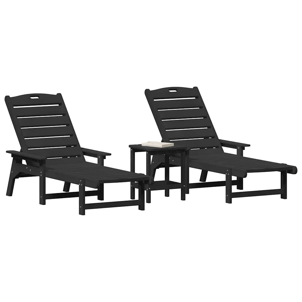 Móveis de Lounge para Jardim 3 pcs Preto 38 x 38 x 46cm
