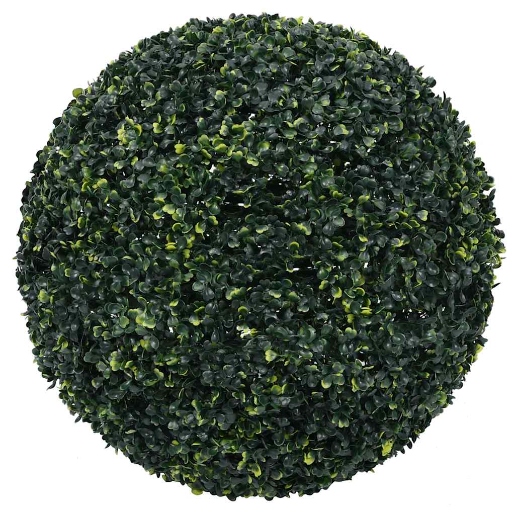 Bolas artificiais de buxo com luzes LED 2 pcs verde 52 cm