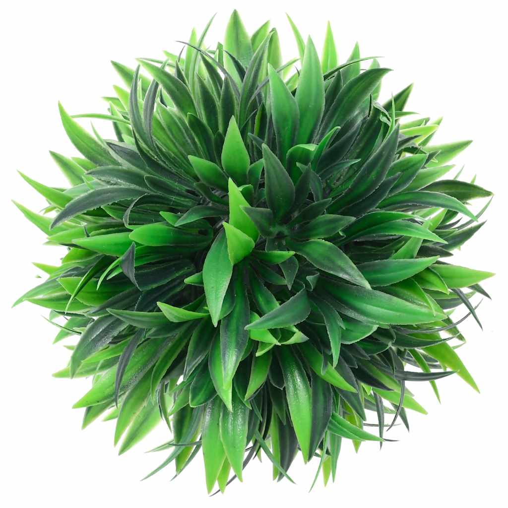 Bolas artificiais de buxo com luzes LED 2 pcs verde 20 cm