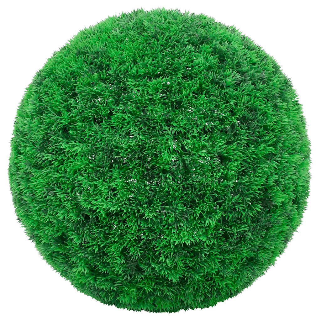 Bolas artificiais de buxo com luzes LED 2 pcs verde 27 cm