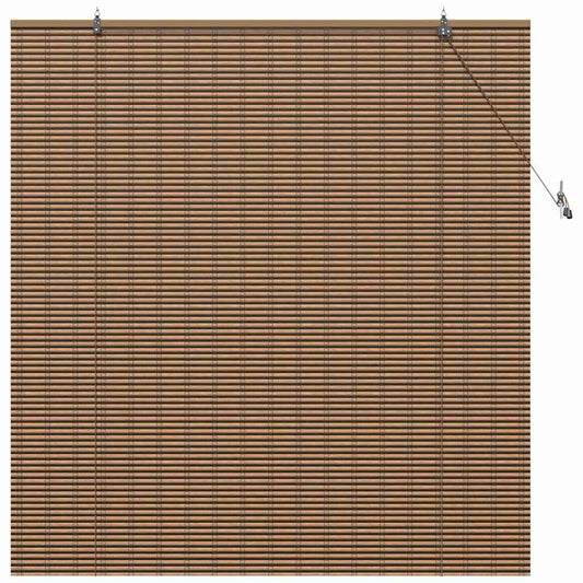 Estores de rolo com cortinas Manual Castanho 140 x 160 cm Bambu
