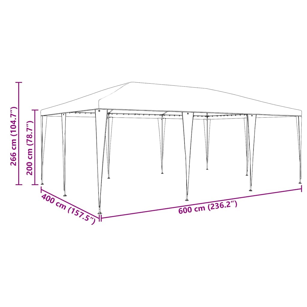 Tenda de Festa Branco 600 x 400 x 266 cm Polietileno e Aço