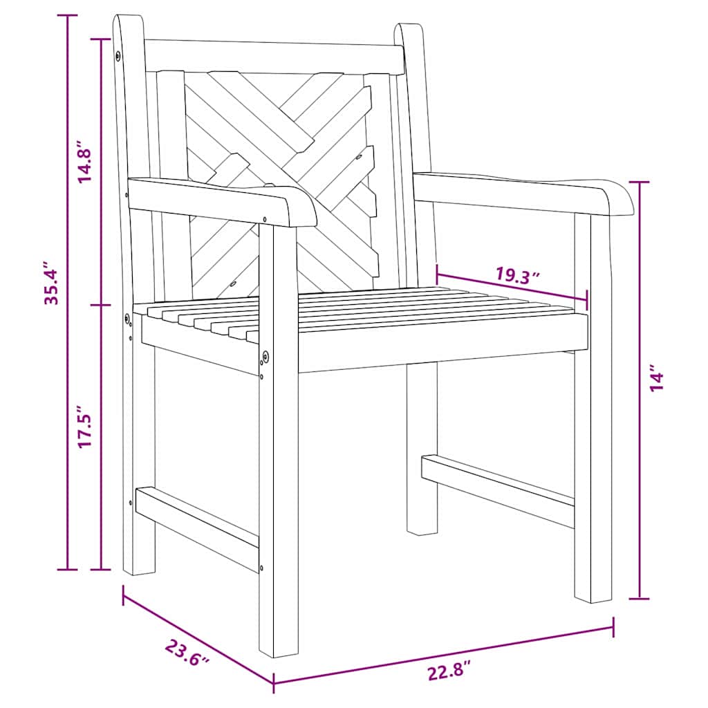 Cadeiras de jardim 2 pcs Castanho 58 x 60 x 90 cm