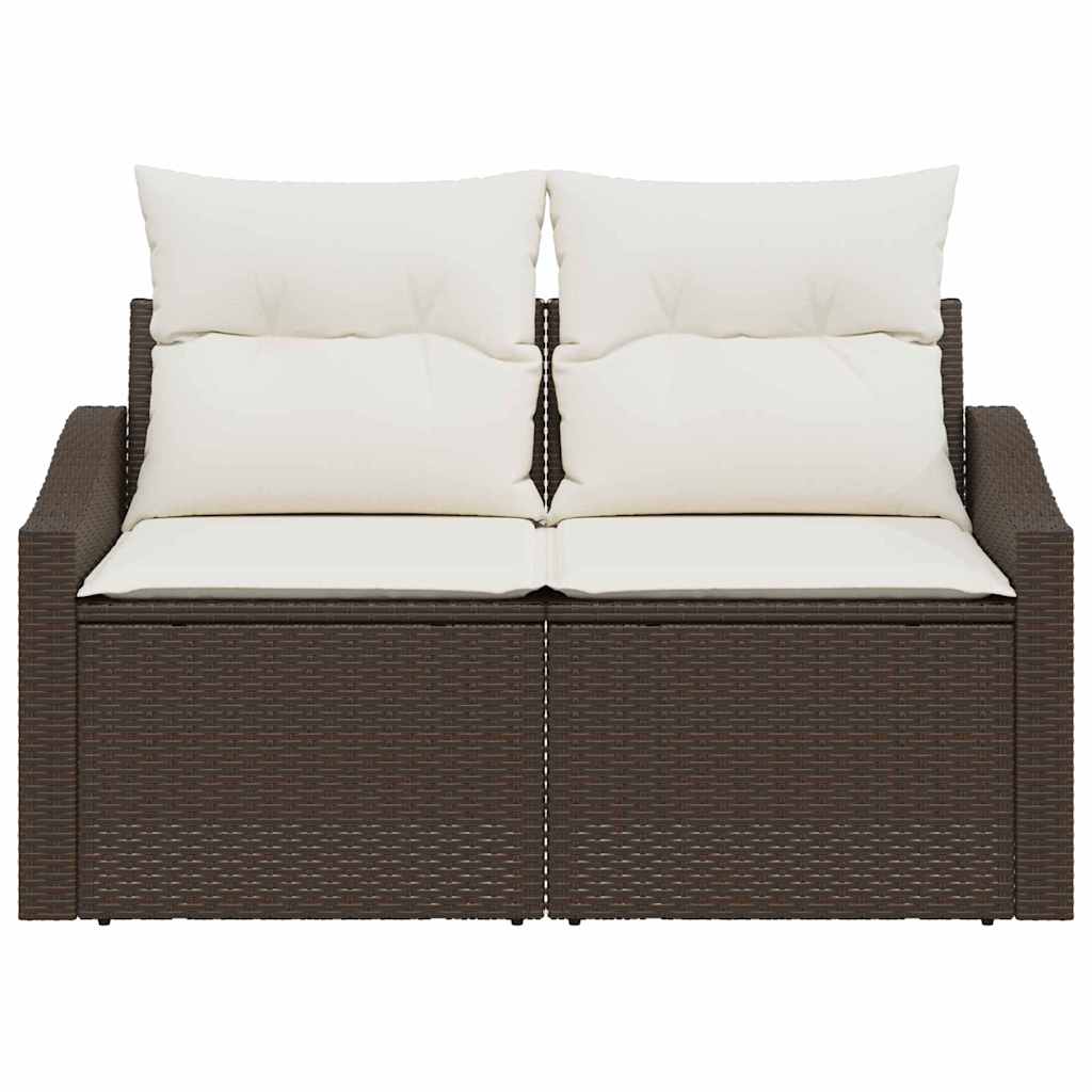 Sofá de jardim com almofada Castanho 123 x 62 x 69cm vime PE