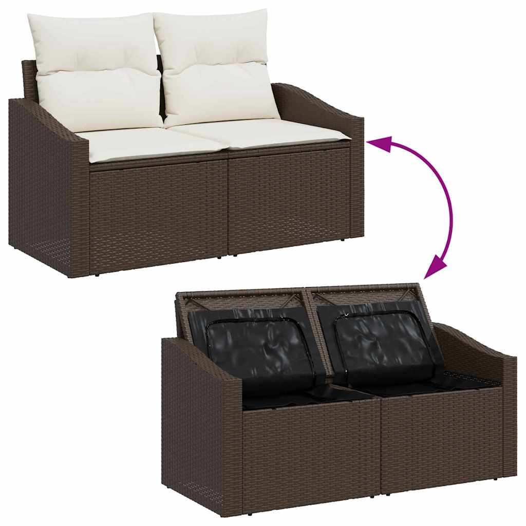 Sofá de jardim com almofada Castanho 123 x 62 x 69cm vime PE
