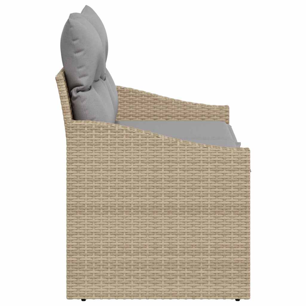 Sofá de jardim com almofada Bege 123 x 62 x 69cm vime PE