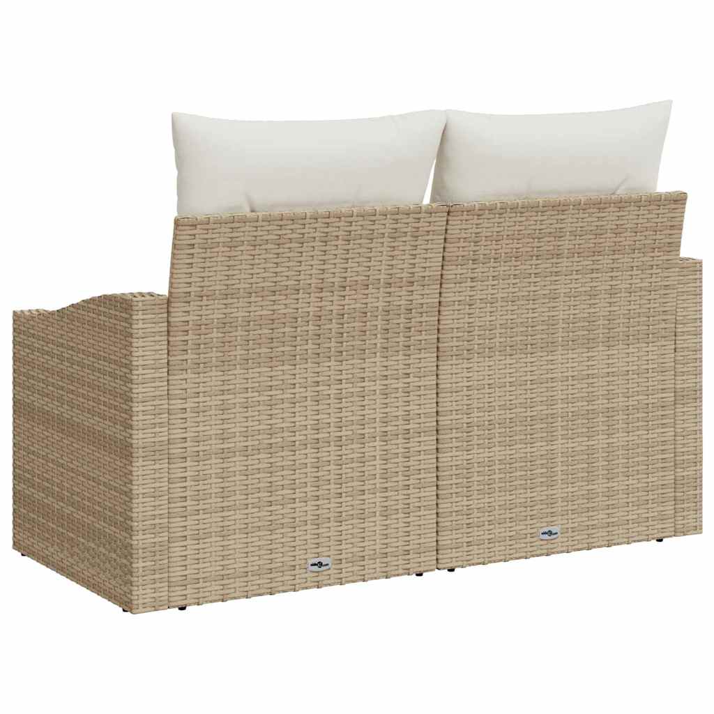 Sofá de jardim com almofada Bege 123 x 62 x 69cm vime PE
