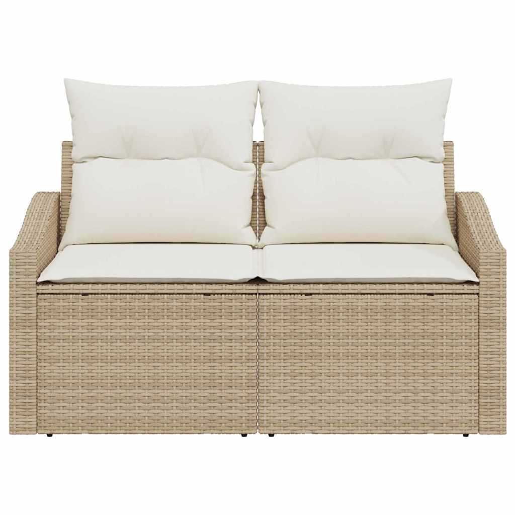 Sofá de jardim com almofada Bege 123 x 62 x 69cm vime PE