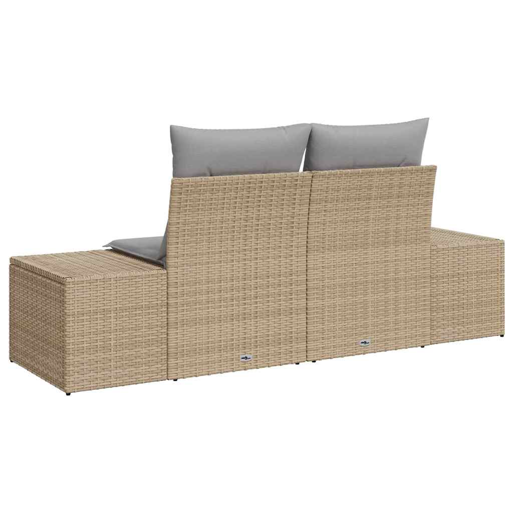 Sofá de jardim com almofada Bege 123 x 62 x 69cm vime PE