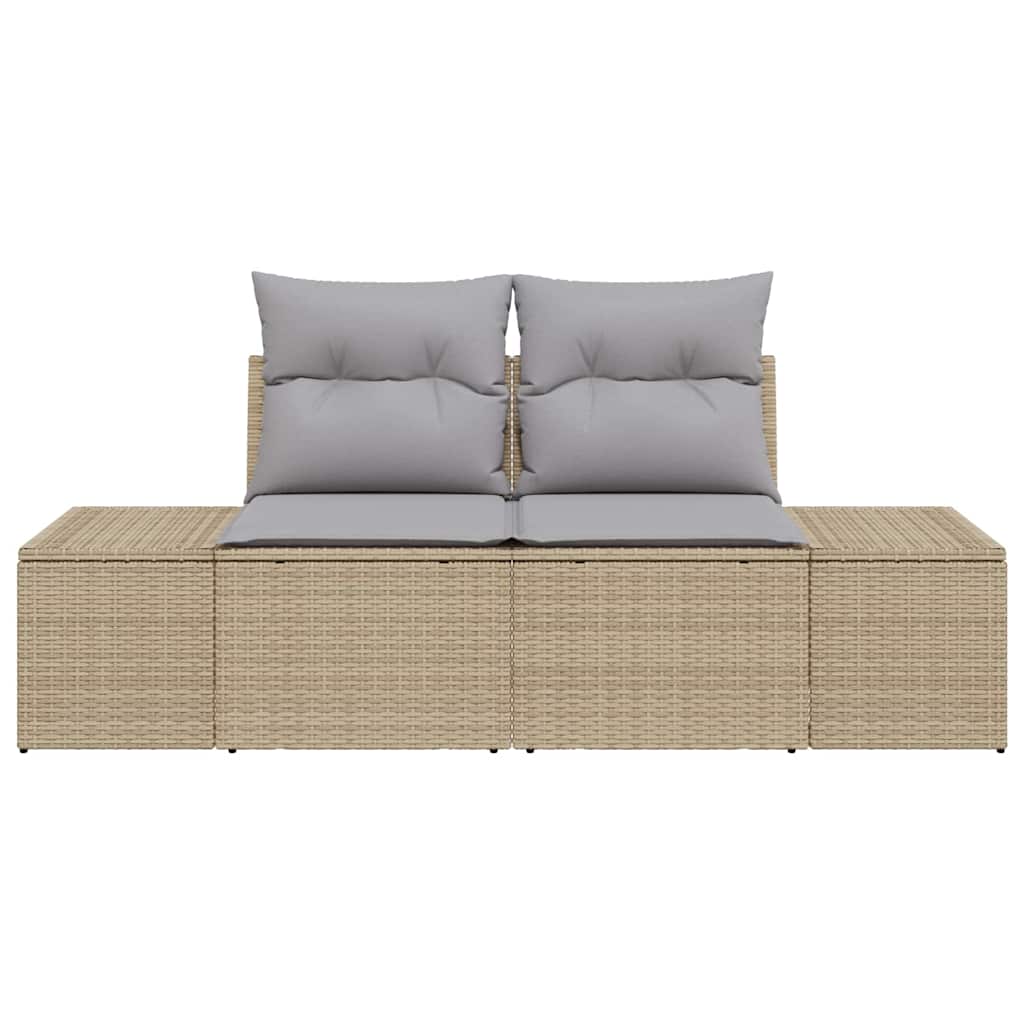 Sofá de jardim com almofada Bege 123 x 62 x 69cm vime PE