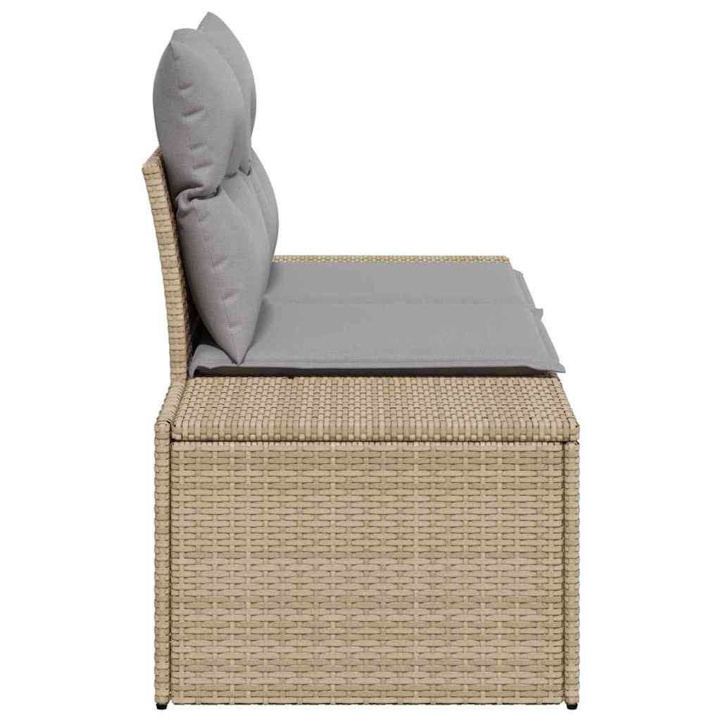 Sofá de jardim com almofada Bege 123 x 62 x 69cm vime PE
