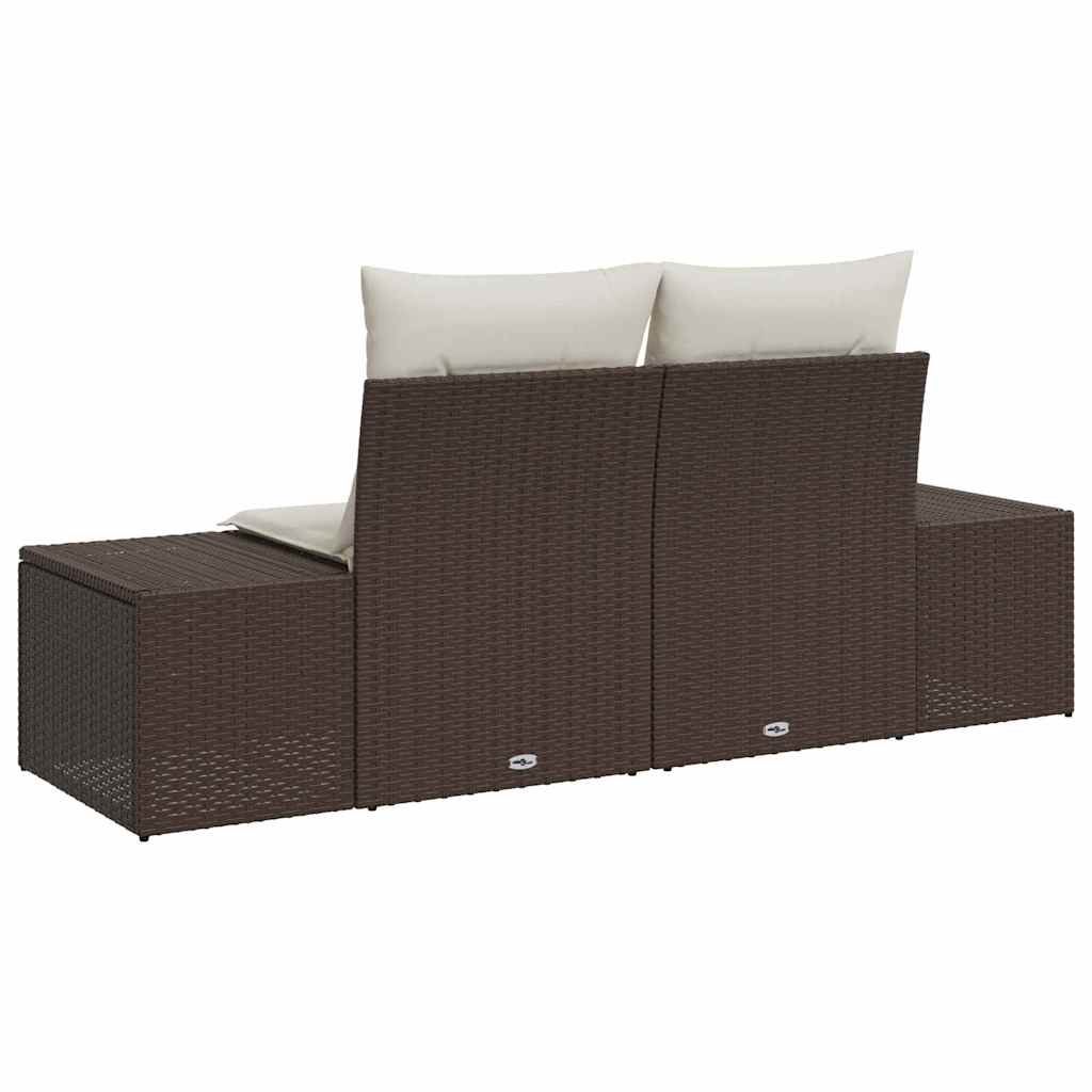 Sofá de jardim com almofada Castanho 123 x 62 x 69cm vime PE