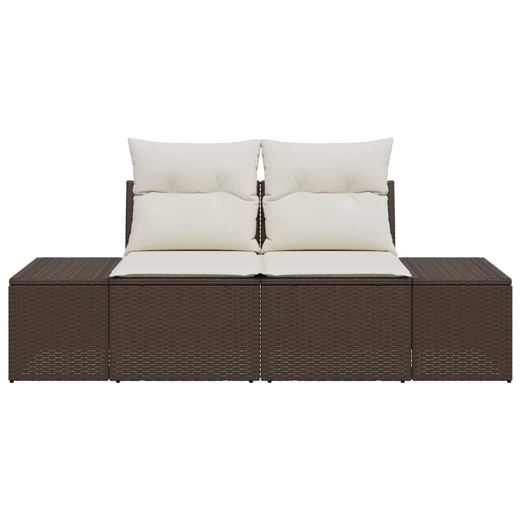 Sofá de jardim com almofada Castanho 123 x 62 x 69cm vime PE