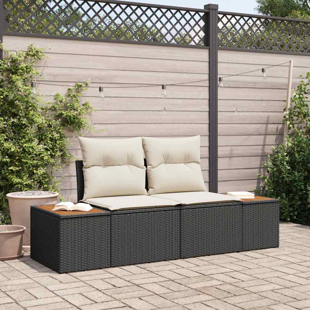 Sofá de jardim Preto 184 x 62 x 85cm vime PE