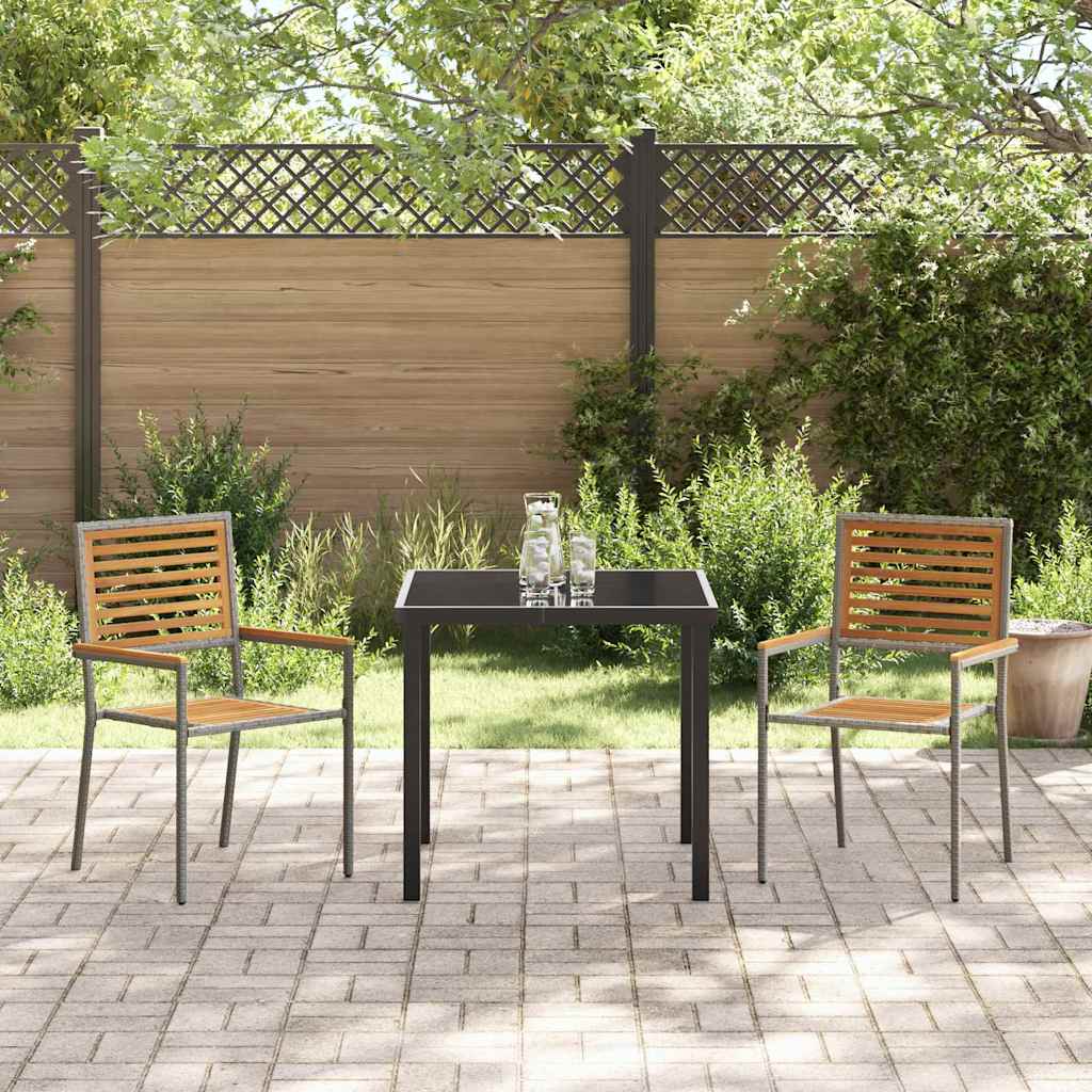 Cadeiras empilháveis para jardim 2 pcs Marrom e Cinza