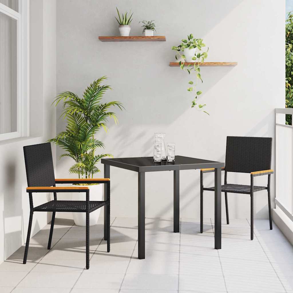 Cadeiras empilháveis para jardim 2 pcs Preto e Marrom