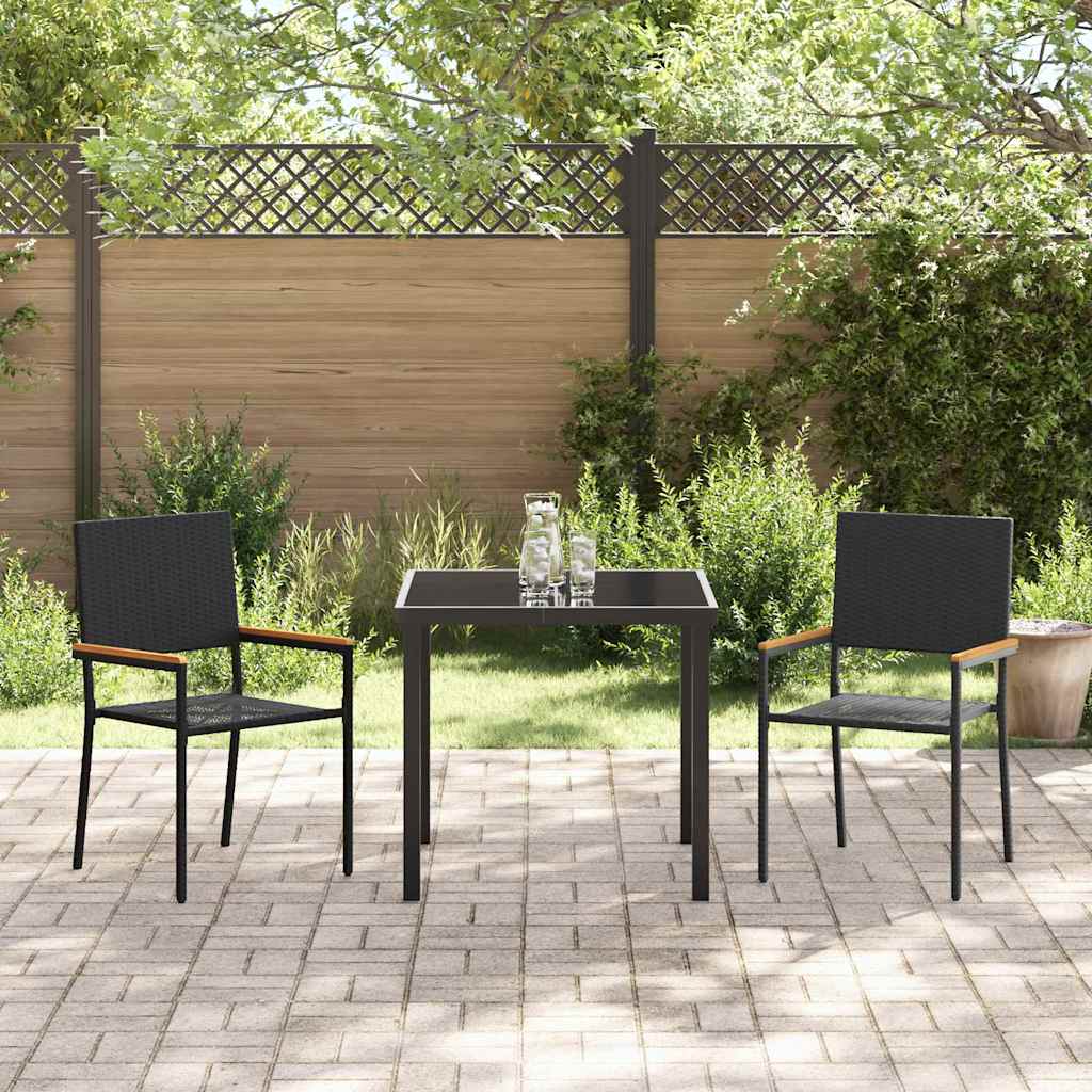 Cadeiras empilháveis para jardim 2 pcs Preto e Marrom