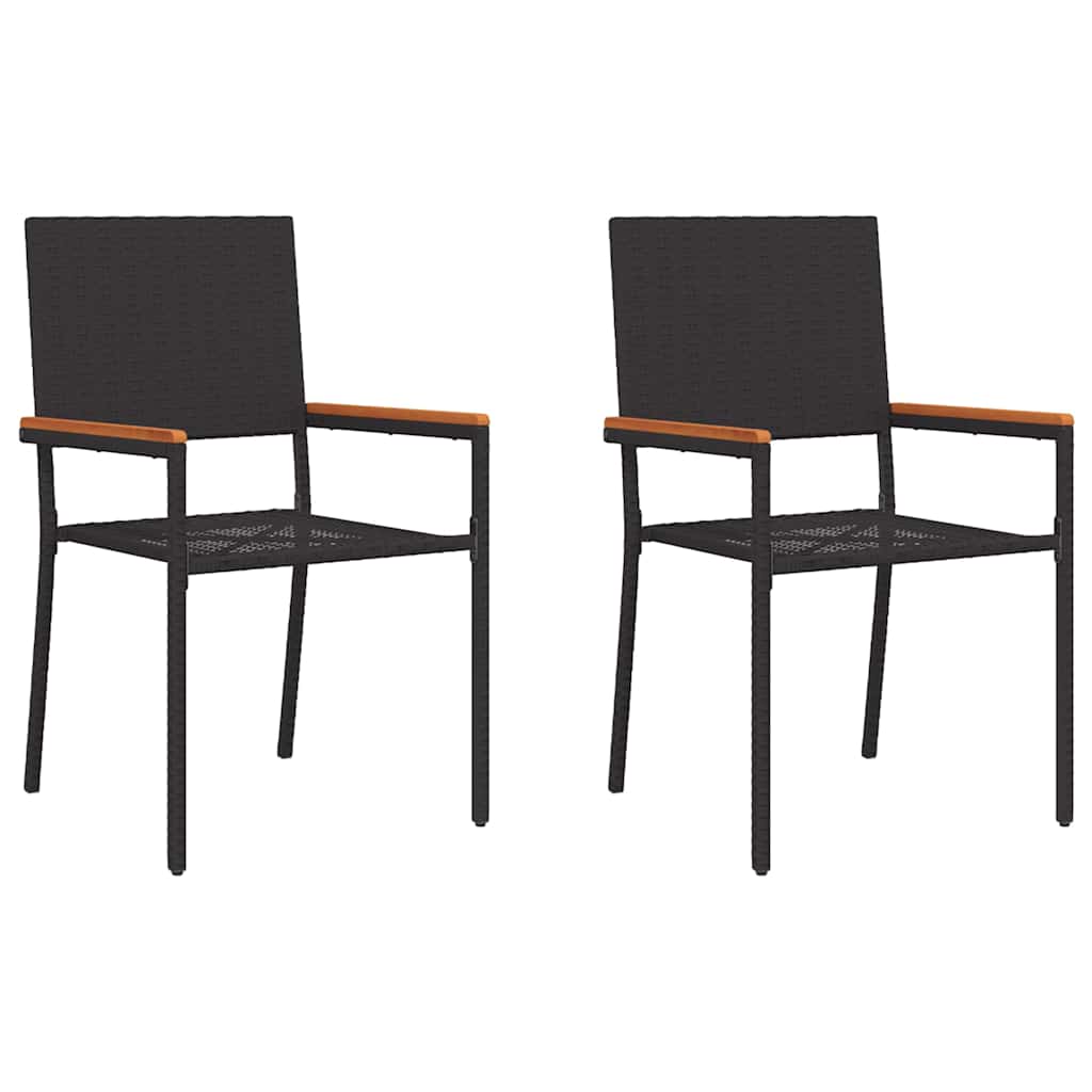 Cadeiras empilháveis para jardim 2 pcs Preto e Marrom
