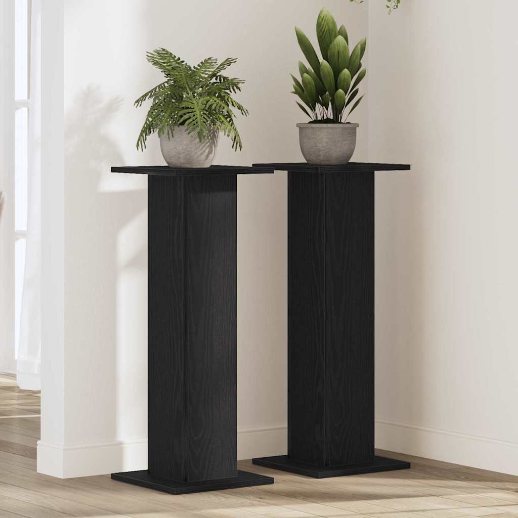 Suporte para Plantas 2 pcs Carvalho preto 30 x 30 x 80 cm