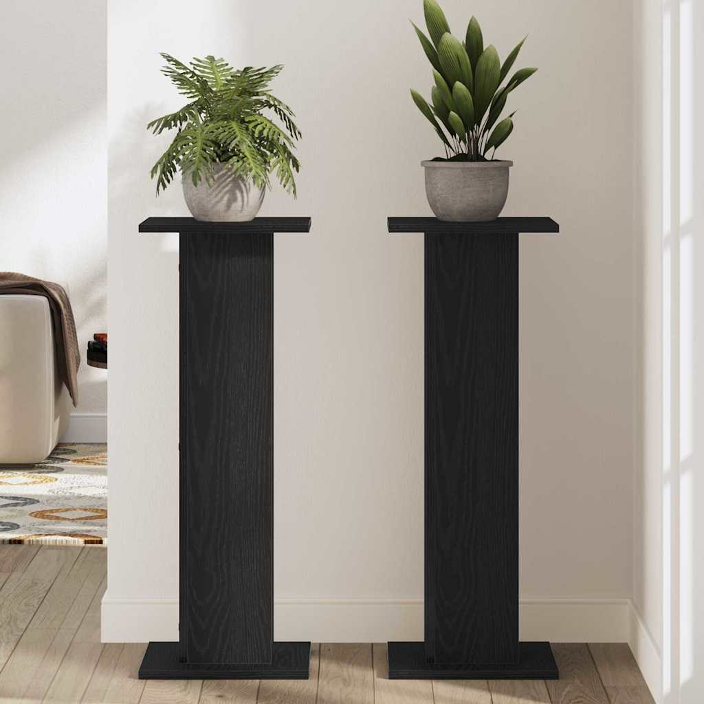 Suporte para Plantas 2 pcs Carvalho preto 30 x 30 x 80 cm