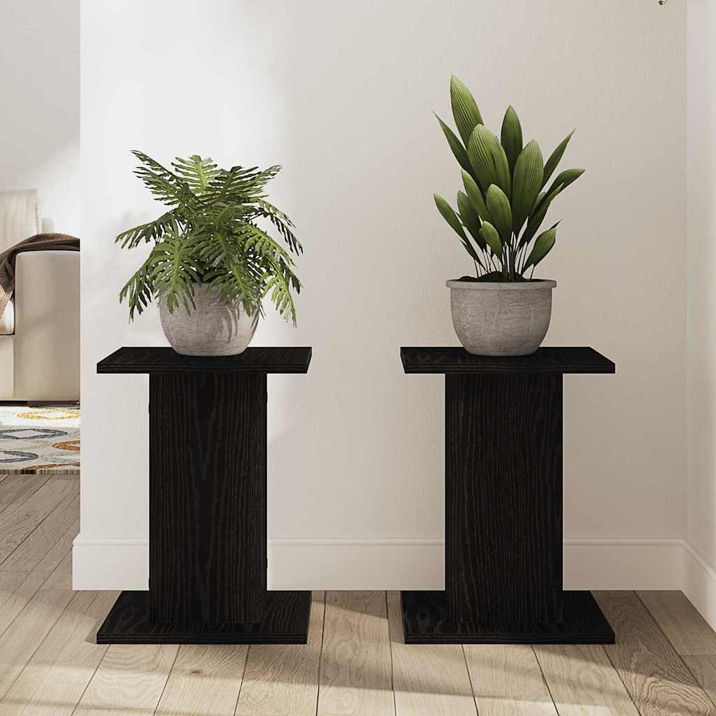 Suporte para Plantas 2 pcs Carvalho preto 30 x 30 x 40 cm