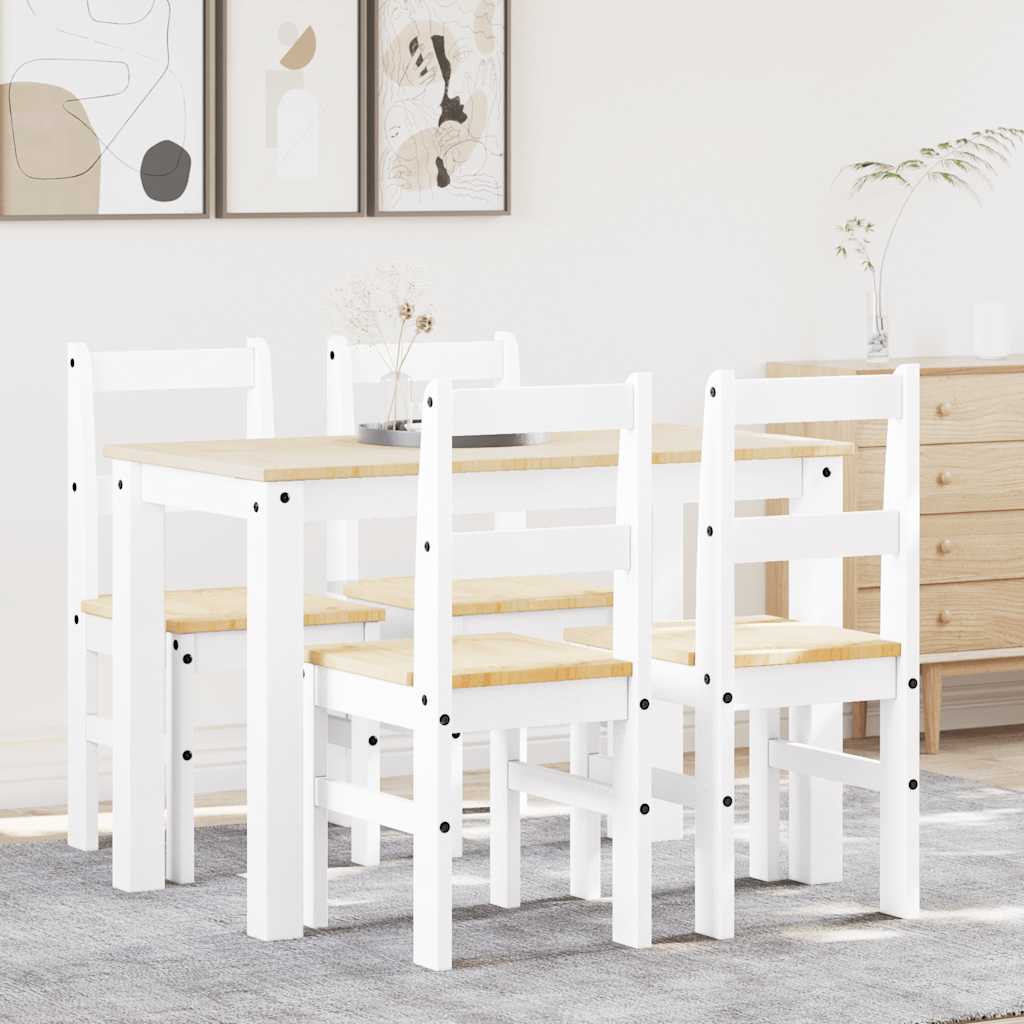 5 pcs conjunto de jantar Panama madeira pinho maciça branco