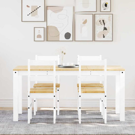 5 pcs conjunto de jantar Panama madeira pinho maciça branco