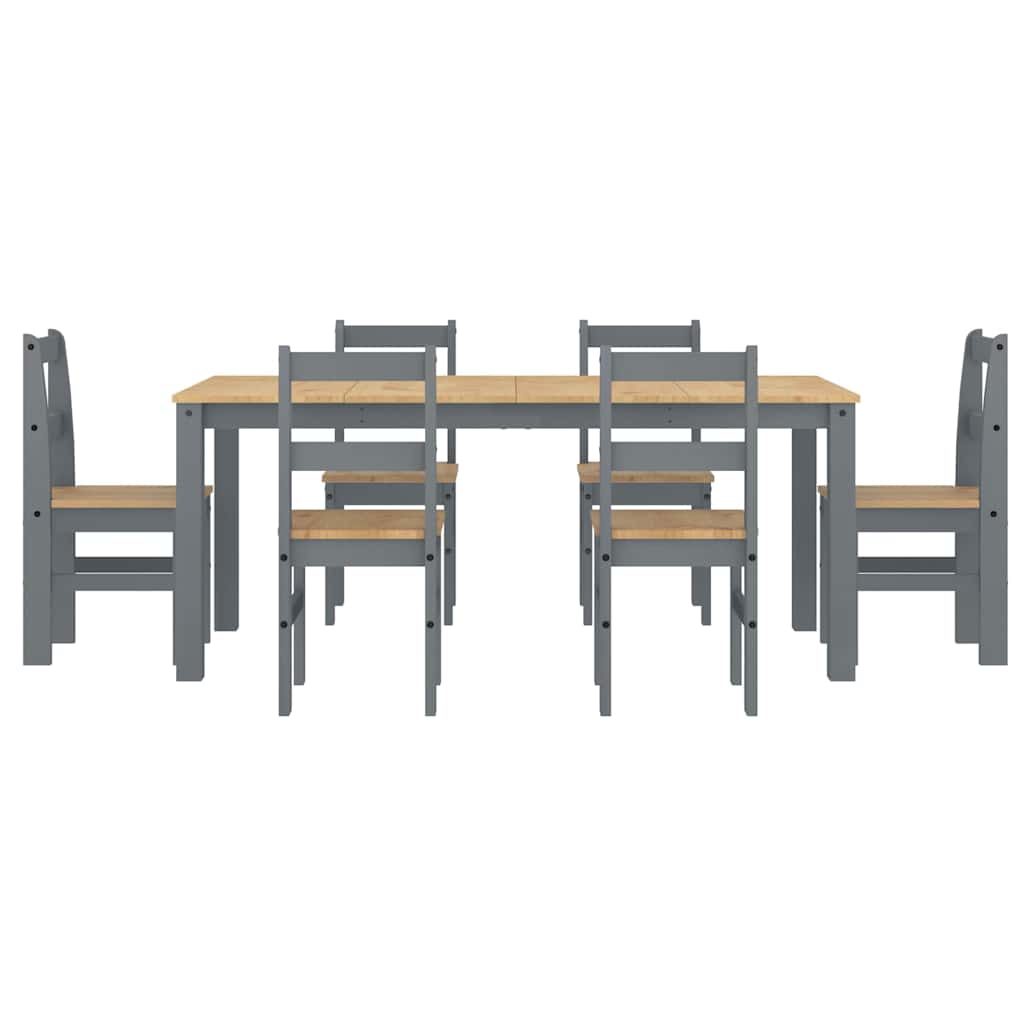 7 pcs conjunto de jantar Panama madeira pinho maciça cinzento