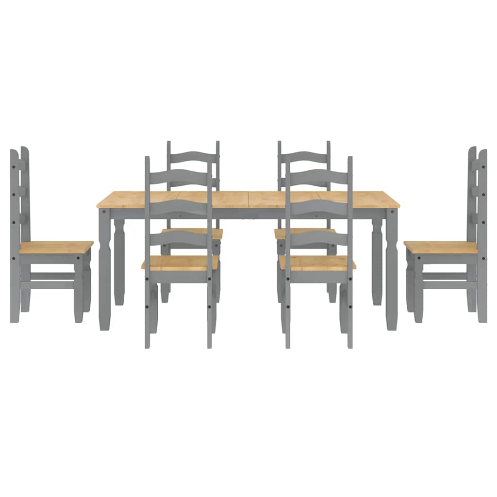 7 pcs conjunto de jantar Panama madeira pinho maciça cinzento
