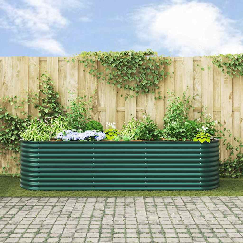 Canteiro de jardim elevado Verde 320 x 80 x 81 cm Aço