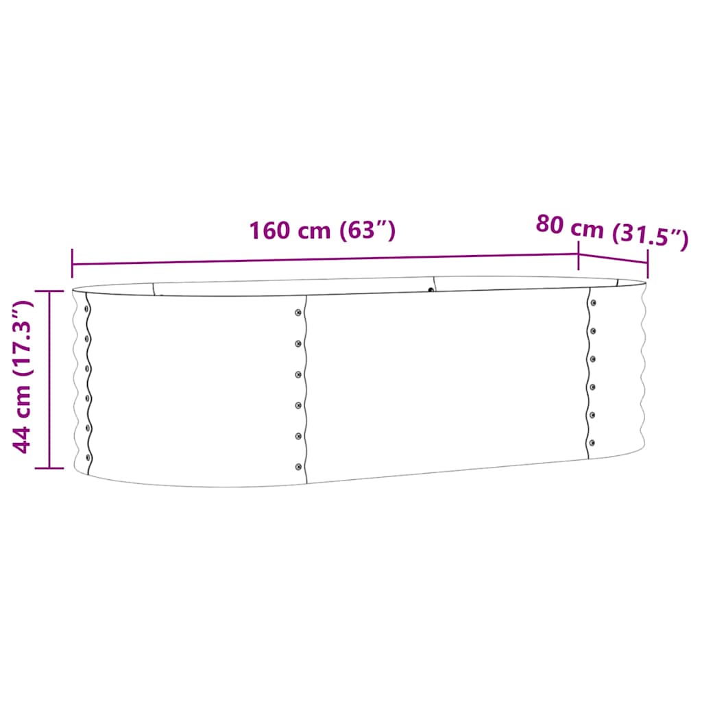 Canteiro de jardim elevado Verde 160 x 80 x 44 cm Aço