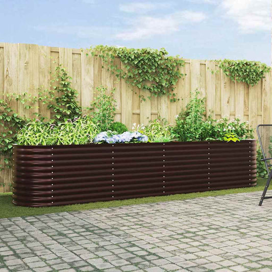 Canteiro de jardim elevado Castanho 400 x 80 x 81 cm Aço