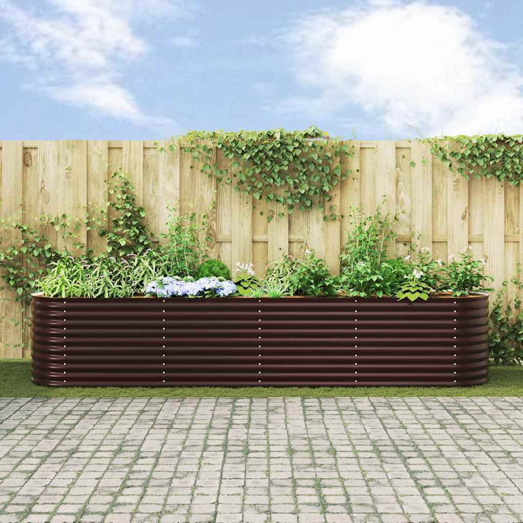 Canteiro de jardim elevado Castanho 400 x 80 x 81 cm Aço