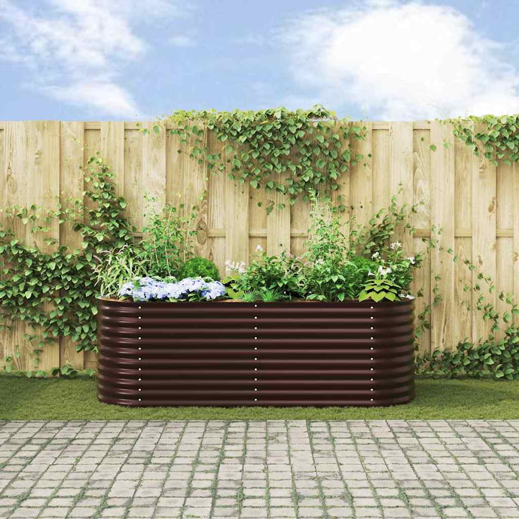 Canteiro de jardim elevado Castanho 240 x 80 x 81 cm Aço